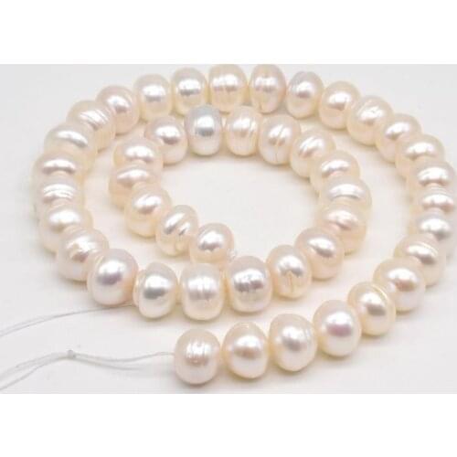 11-12mm White Pearl Loose Beads,Ringed Cultured Freshwater Pearl One Full Strands,Genuine Pearl Jewellery,New Free Shipping