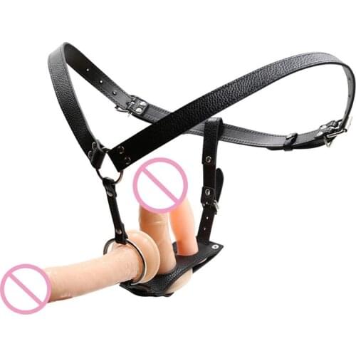 2021 3x Dildos Lesbian Strap On Gay Leather Butt Plug Bondage Strap-on Dildo Harness BDSM Chastity Panties Sex Underwear for Les