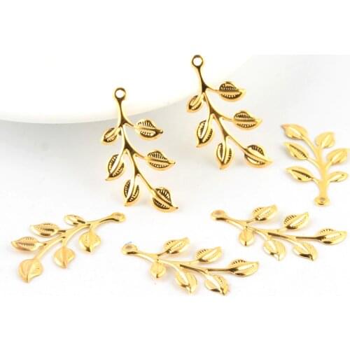 40Pcs Gold Leaves Filigree Wraps Connectors Charm Pendant Metal Crafts Connector for Jewelry Making DIY Accessories