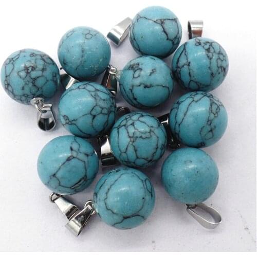 50Pcs 14mm Wholesale Blue Turquoise Ball Pendant Bead DIY Earrings Handmade Jewelry Accessories S723