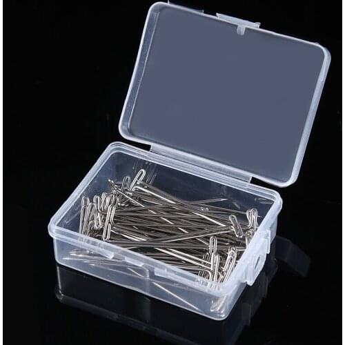 50pcs/box Silver Metal T-Pins 51mm 2' T-shape Needles Straight Needles Set for DIY Knitting Sewing Craft Macrame Holding Wigs