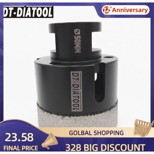 DT-DIATOOL 1pc M14 Dia 50mm Dry Vacuum Brazed Diamond Drilling Core Bit Ceramic Tile Hole Saw Granite Marble Stone Drill Bit