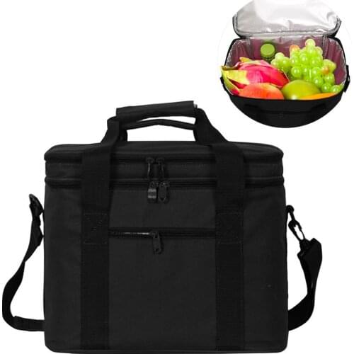 Big Double Layers Cooler Bag Vehicle Insulation Shoulder Bag Large Picnic Lunch Cool Handbag Insulated Food Ice Pack Thermo Bag