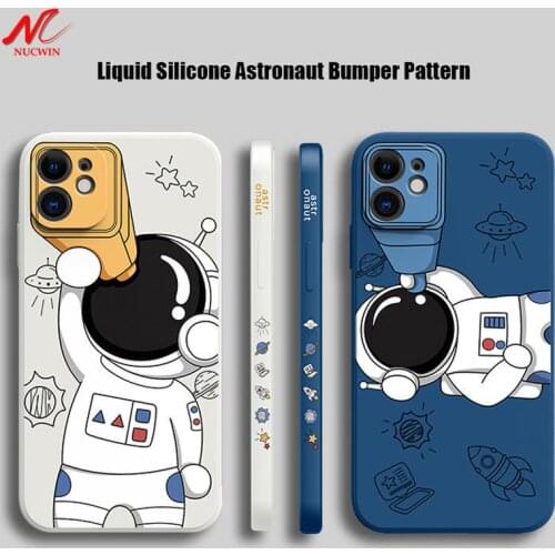 Cartoon Cute Astronaut Spaceship Cover for iPhone 7 8 Plus X Xs Xr SE 2020 Soft Silicone TPU Case for iPhone 11 12 Pro Max Mini