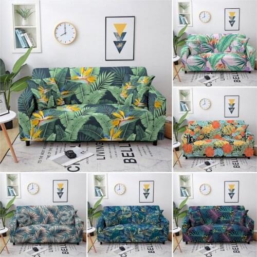 Green Leaves Elastic Sofa Cover Stretch Spandex Sofa Slipcovers For Living Room Fully-wrapped Couch Cover Sofa Towel 1-4 Seat