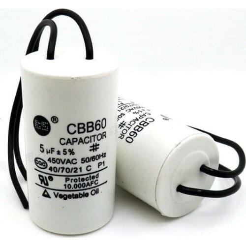 450V AC 5uF 50Hz / 60Hz ±5% Electric Wired Motor Start Run Capacitor Dry dehydration pump HVAC CBB60
