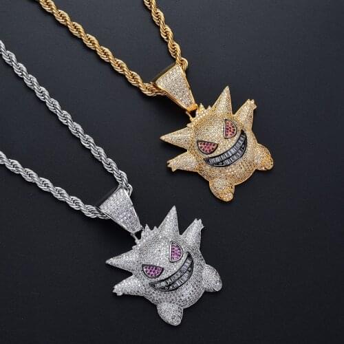 European and American Fashion Necklaces Hip Hop Pendants Pokemon Geng Ghost Pendants Unusual Trend Anime Demon Necklaces Jewelry