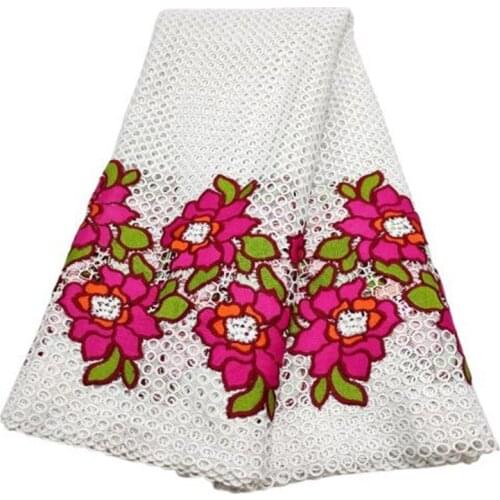 Purple white African Cord Lace Fabric High Quality Guipure Cord Water Soluble Lace Multicolour Nigerian Lace Fabric For Wedding