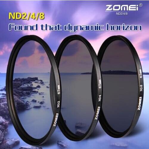 Zomei Neutral Density Filter Lens Kit ND ND2+ND4+ND8 52mm 58mm 62mm 67mm 77mm 82mm for Canon Nikon Sony camera lens