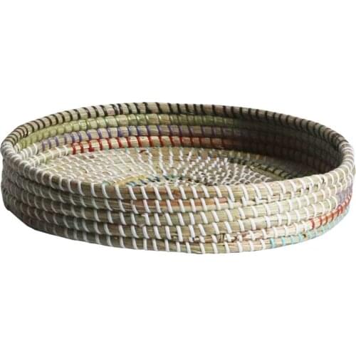 Basket Tray Braided Seagrass Water Hyacinth Fruit Basket Candy Snack Snack Plate Cutlery Tray for Breakfast