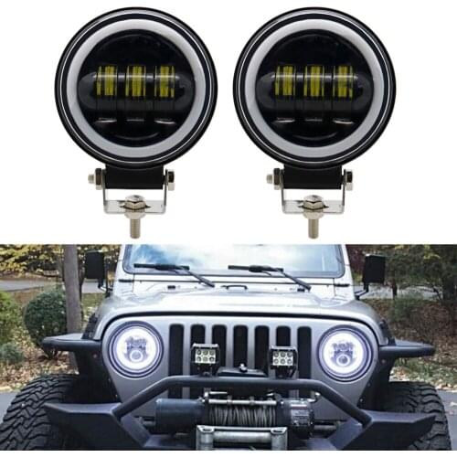 Round Square Led Work Light For Car 4x4 Offroad Truck Boat UAZ ATV 12V Led Angel Eyes Driving Lights