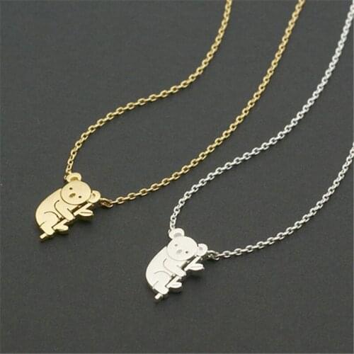 Cute Small Koala Bear and Branch Pendant Women choker Necklace for child girls fashion Animal Charm Gift Collars jewelry
