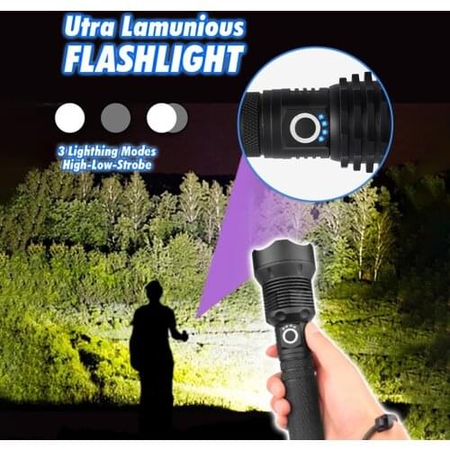 Powerful Led Flashlight P70 Lamp Bead Zoomable 3 Lighting Modes Led Torch Support For Mircro Charging Hunting Lamp#g3
