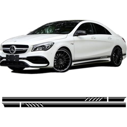 Glossy Black Edition 1 Style Door Side Stripes Skirt Sill Decals Sticker Kit for Mercedes Benz A CLA Class W176 A45 AMG
