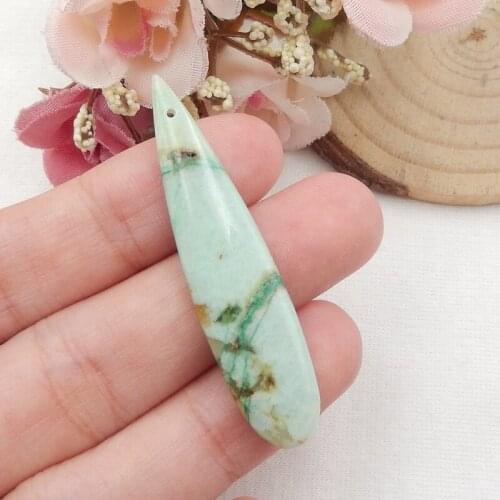 Natural gemstone teardrop Chrysocolla Pendant bead,47x11x5mm,4.2g