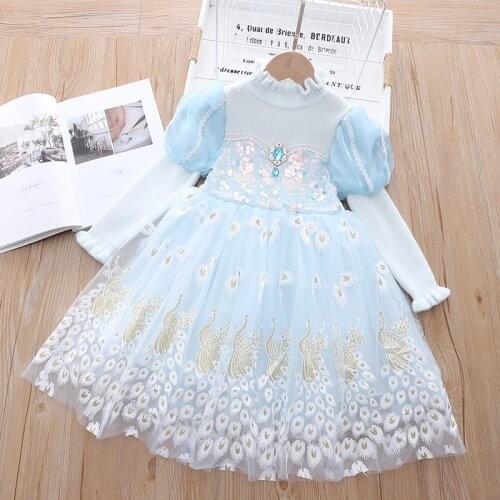 NEW Girls Dress of spring autumn 2-10y Kids princess Party Sweater Knit dress winter Kids girl clothes 3-10Y Wear