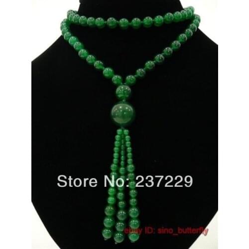 Wholesale price AD8mm Beautiful green long necklace pendant,76cm, 30"