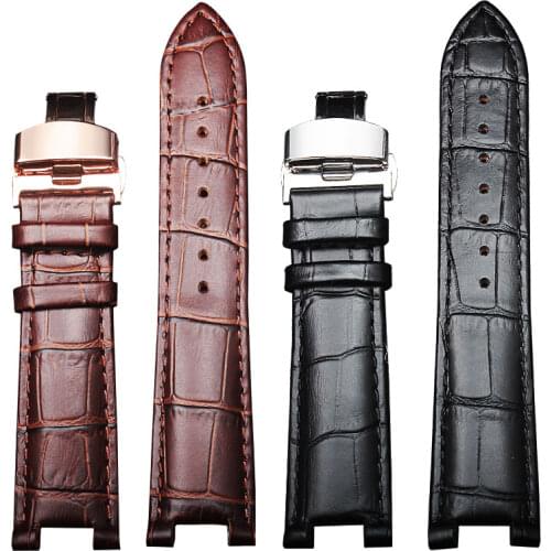 Genuine leather watchband for GC wristband 22*13mm 20*11mm Notched strap withstainless steel butterfly buckle