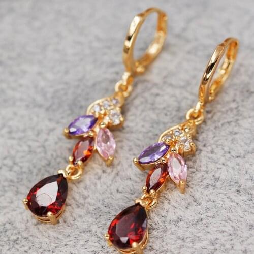 Luxury Trendy Dangle Water Drop Earrings for Womens Eardrop Gold Filled Fashion Jewelry Accessories For Wedding Party Gift