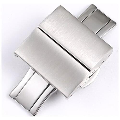 Solid Double Push Button Fold Stainless Steel Watch Buckle Butterfly Deployment Clasp Watch Strap 16mm 18mm 20mm 22mm