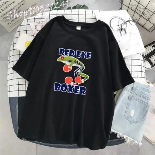 Red Eye Boxer Printed Funny Fog T-shirt 2021 New Fashion Harajuku Tops Tees Shirt Casual Short Sleeve Graphic Tshirts Women