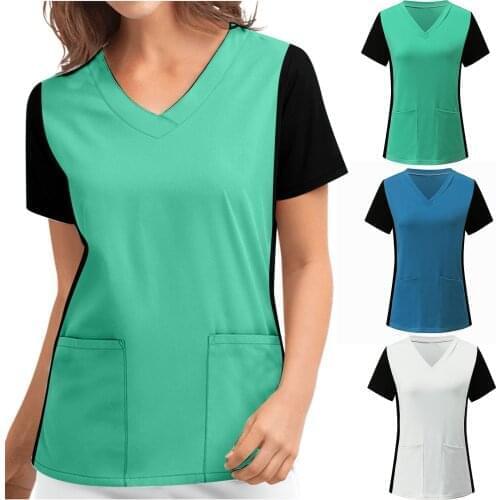 Women Tops Nurse Uniforms 3xl Plus Size Short Sleeve V neck Workwear Nursing Clothes Solid Healthcare casual Uniforms