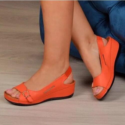 NEW Sandalias mujer Female Wedge Heels Shoes Women Summer Comfortable Sandals Slip-on Flat Sandals Platform Sandalias fr5