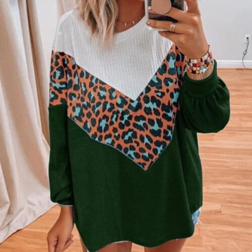 Women Patchwork Color Block Loose Blouse Jumpers Long Sleeve Knitted Sweater