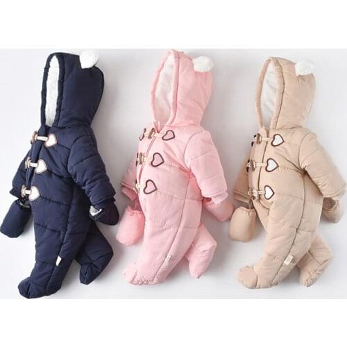 Winter Thick Princess Baby One-Piece Romper Newborn Baby Boys and Girls Hooded Onesies to Keep Warm Childrens Fleece Clothing
