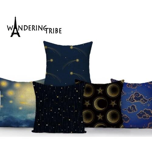 Starry Sky Pattern Pillow Case Moon Pillowcases for Pillows 45x45cm Star Print Cover Cushion Home Decoration Sofa Pillows Nordic