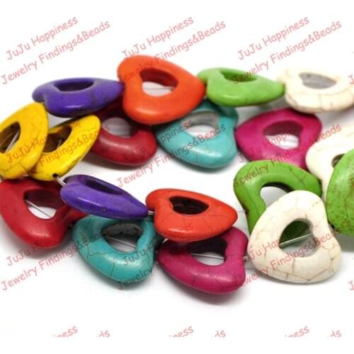 1Strands DIY Mixed Howlite stone Heart Loose Beads 25x24mm 694