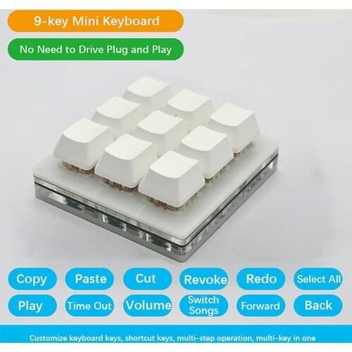 1 Pcs 9 Keys Mini Mechanical Keyboard Keycaps for Photoshop Drawing Gaming Custom One-click Copy and Paste Keyboard Keypad Tools