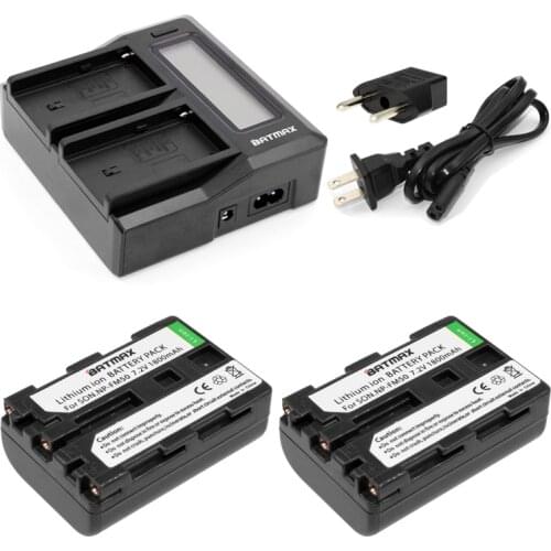 2Pcs 1800mAh NP-FM50 NP FM50 NPFM50 Camera Battery&Rapid Dual Charger for Sony Alpha A100 DSLR-A100 A100K CCD-TRV408 DCR-PC105