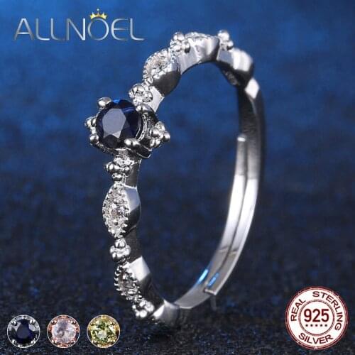 ALLNOEL Retro Round Ring For Women 925 Sterling Silver Rose Quartz Peridot Sapphire Gemstone Engagement Silver 925 Jewelry Gold