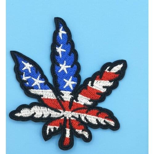 USA Flag Plant Tree Leaf Applique Embroidered America Flag Badge for Cap Jacket DIY Decor Accessories