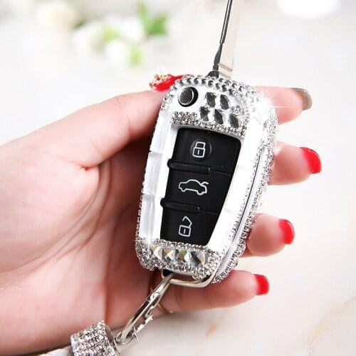 Auto Car Styling Diamond Cover Case For Audi A1 A3 A4 A5 Q7 A6 C5 C6 Car Holder Shell Key Remote Covers Auto Accessorise