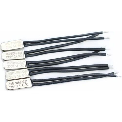 10PCS KSD9700 250V 5A Bimetal Disc Temperature Switch NC / N0 Thermostat Thermal Protector 40~135 degree centigrade