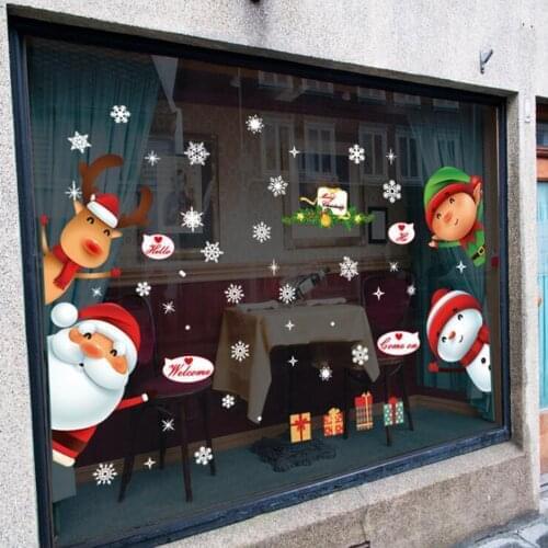 Large Christmas Snowman Snowflake Santa Wall Decal PVC Window Sticker Decoration