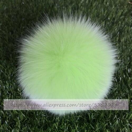 Magicfur - Fur Ball Real Fox Fur Neon Green Pompom Bag Car Keyring Phone Keychain Fluffy Soft Pendant