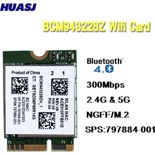 Broadcom BCM943228Z adaptador de red PCI Express mini tarjeta (M.2) 802,11 B/A/G/N tarjeta WIFI 300Mbps 2,4 GHz/5 GHz BCM943228