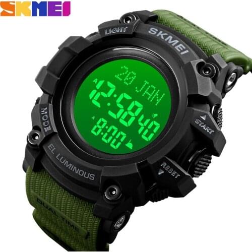 Watches Men Luxury Language Selection Volume Adjustment Digital Watch Wateproof Clock Man Qibla Name Display SKMEI 2021