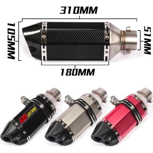 Dual-outlet 38-51 mm Motorcycle Exhaust Tail Pipe Aluminum Rear Escapes No DB Killer for Dirt Bike Scooter Exhaust Tips 310 mm