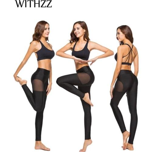 WITHZZ Elastic Leggings Mesh Women Leggins Elbows For Fitness Legins Workout Jeggings Tayt Sporting Athleisure Sportleggings