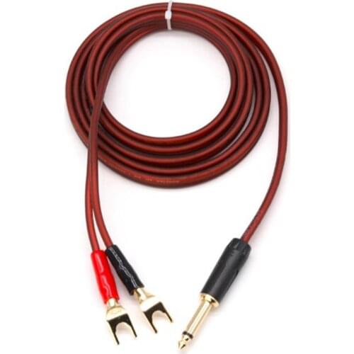 Active Speaker Cable MONO 6.35mm to Dual Spade Plug 2Yfor Mixing Console Ampliflier OFC Audio Cable Gold Plated 1M 2M 3M 5M