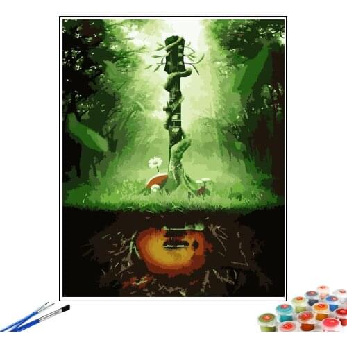 CraftArtGo Painting By Numbers Magic Tree On Canvas HandPainted Gift Picture By Number Waterfall Kits Home Decoration