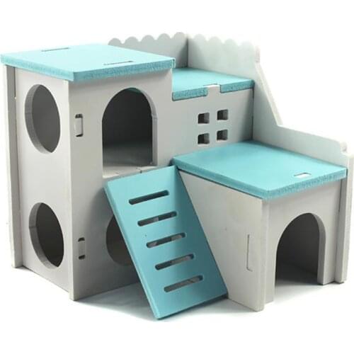 Legendog 1pc Wooden Hamster Hideout Double Layer Cute Small Pet House Nest Bed Hamster Climbing Toy Pet Supplies