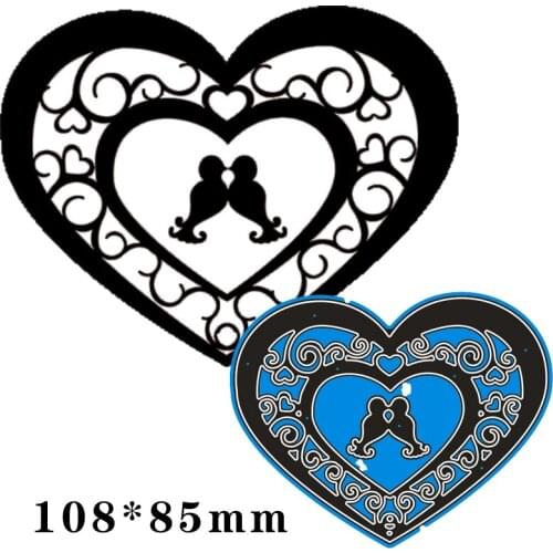 108*85mm birds in heart New Metal Cutting Dies Scrapbook paper decoration template Embossing DIY Paper Card Craft