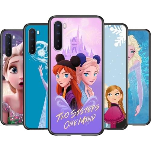 Soft TPU Frozen Elsa Anna Shockproof Silicone Cover for OnePlus Nord N100 N10 8T 8 7T 7 6T 6 5T Pro Black Phone Case