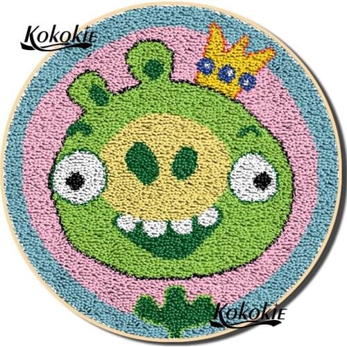 Cartoon frog printed latch hook kits diy rug 3d canvas carpet accessories needle for carpet Foamiran for crafts floor decoration