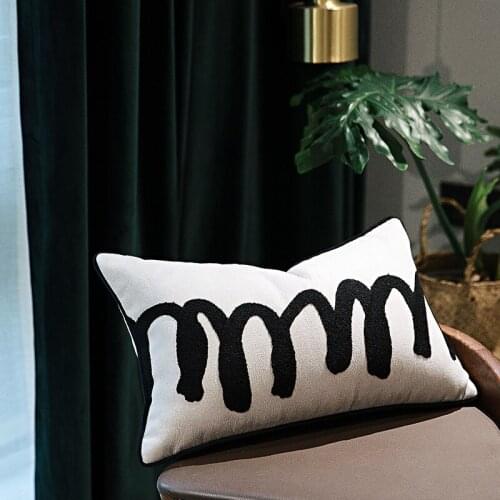 Nordic Embroidery Back Support Cushion Cover Chair Car Seat Waist Pillow Living Room Decorative Home Office Decor 25x45cm